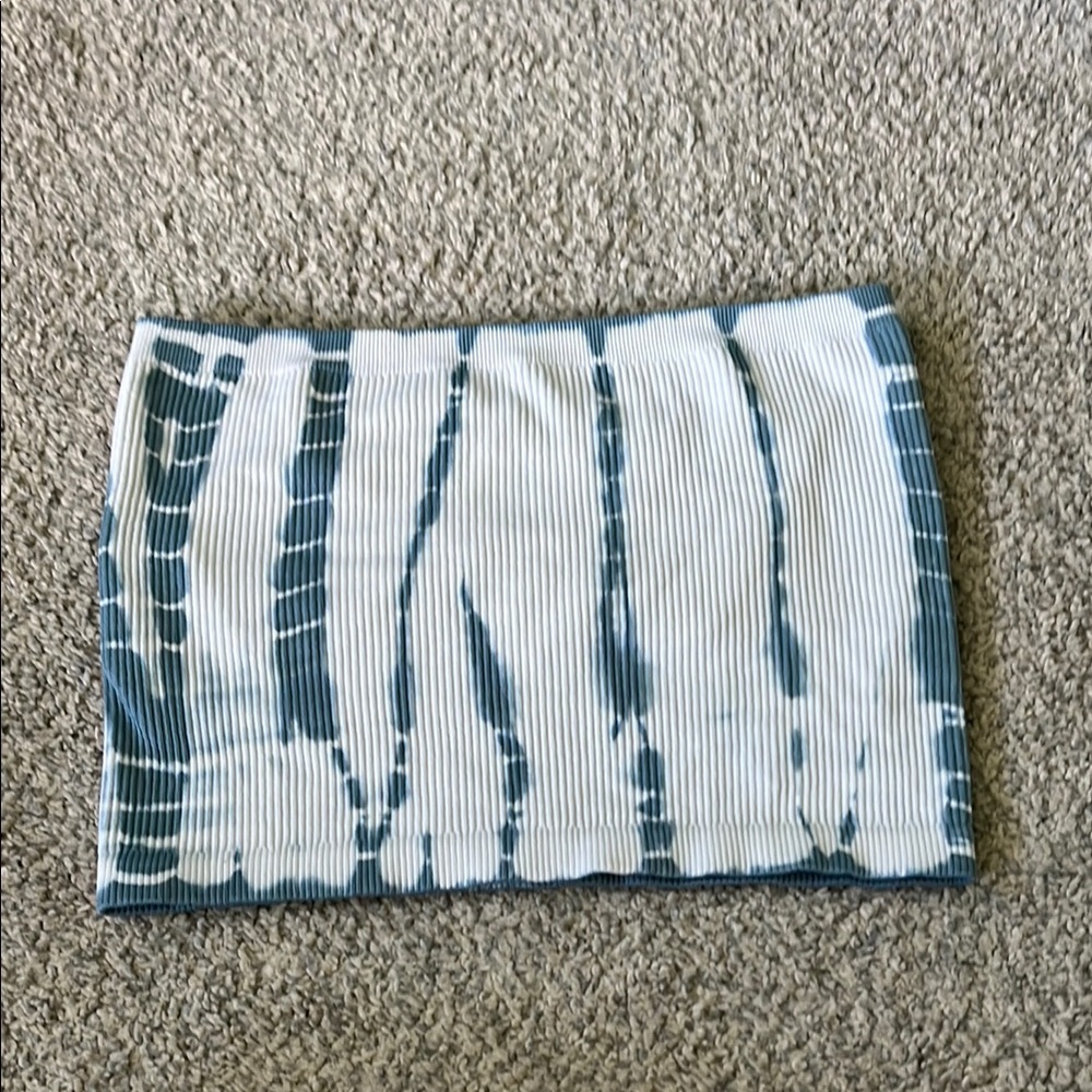 Teal and White Tie-Dye Tube Top